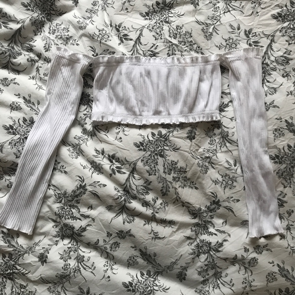 Ribbed Off Shoulder Crop Top XS- S
